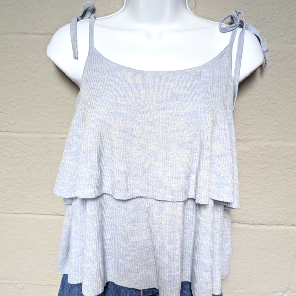 J.Crew Merino Wool Knit Crop Top Tiered Tie Straps Babydoll Size M NEW - Picture 1 of 8